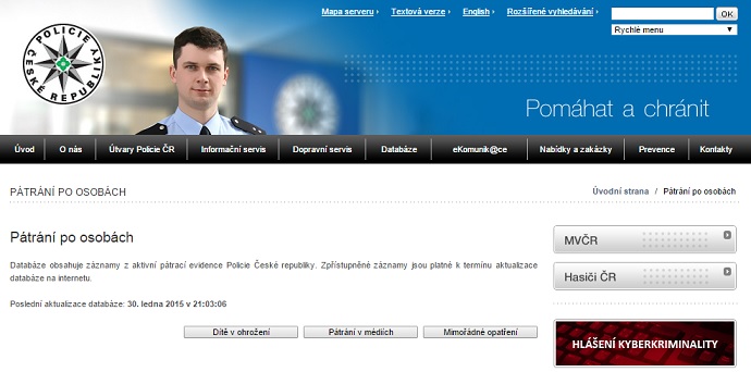 policie.cz vyhledávání osob